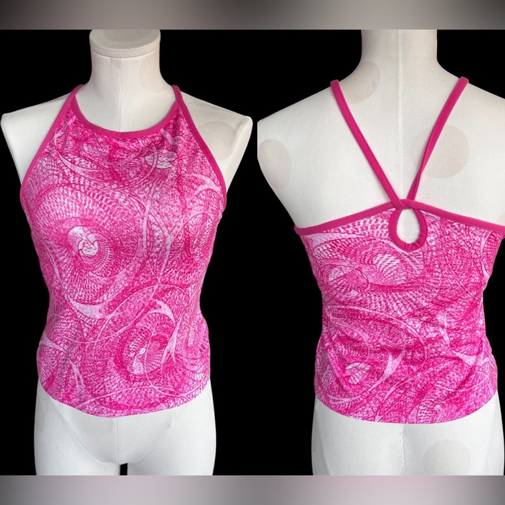 Adidas Tank Top with Built In Bra Small pink & white